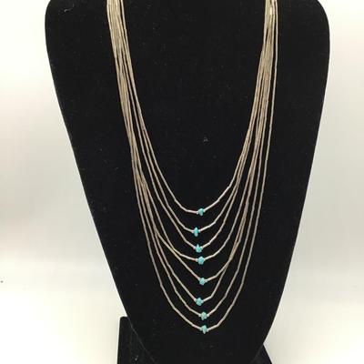 Silver and Turquoise Multi strand Necklace