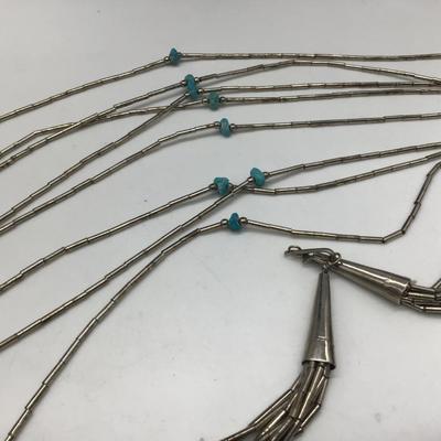 Silver and Turquoise Multi strand Necklace