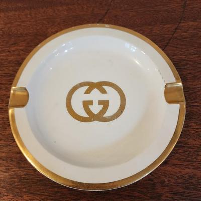 Vintage Gucci ceramic ashtray with gold trim