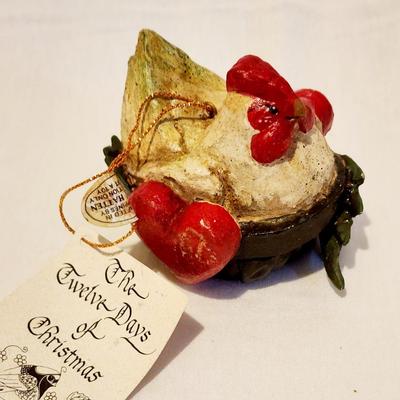 Lot of 3 Vintage 1989 House of Hatten 12 Days of Christmas Ornaments