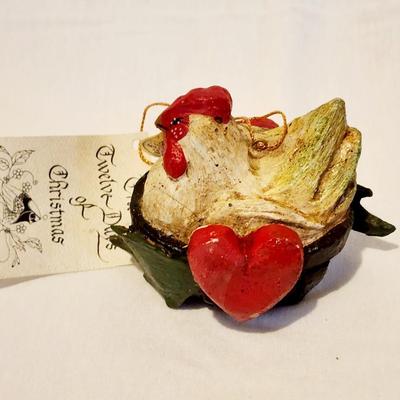 Lot of 3 Vintage 1989 House of Hatten 12 Days of Christmas Ornaments