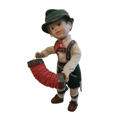 Oktoberfest Porecelain Boy Doll w/ Accordian