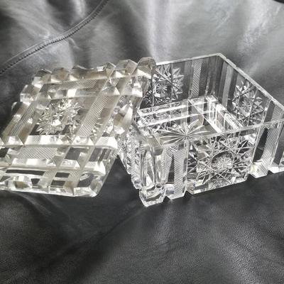 Crystal Cut Art Glass Lidded Box