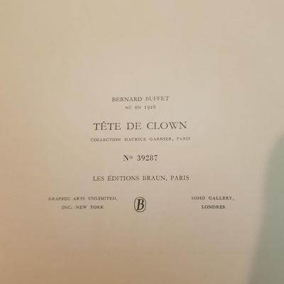 Bernard Buffet ~ "Tete De Clown" (Les Editions Braun, Paris 1959)