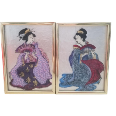 Sandra Shumsky Acrylic Etchings ~ Japanese Geisha