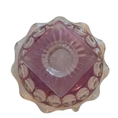 Purple to Clear Cut Glass Footed Dessert Bowl