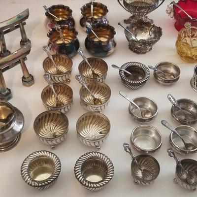 Large Open Salts Containers Lot of 70 pcs ~ Sterling Silver ~ W/ Book