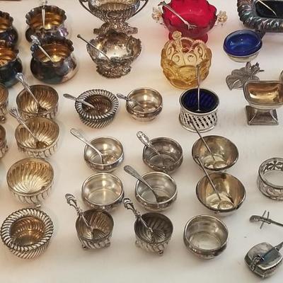 Large Open Salts Containers Lot of 70 pcs ~ Sterling Silver ~ W/ Book