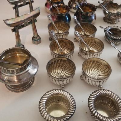 Large Open Salts Containers Lot of 70 pcs ~ Sterling Silver ~ W/ Book