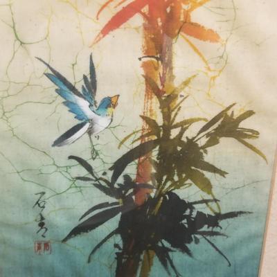 Chinese Signed Watercolor on Linen - Framed