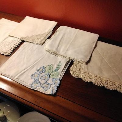 5 Vintage Hand Embroidered Handkerchiefs