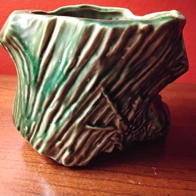 RARE Vintage McCoy Tree Stump Planter in Love Carve Initials in Tree