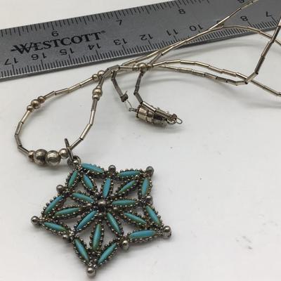 Vintage Liquid silver Necklace with Pendant