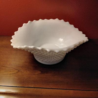 Vintage Anchor Hocking Milk Glass Hobnail Fruit Bowl - Made in the USA - 1950â€™s