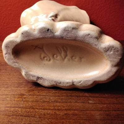 Vintage Weller Wild Rose Dogwood Salmon Colored Cornucopia Vase