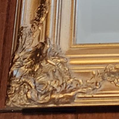 43" x 31" Ornate gilt frame wall mirror beveled glass