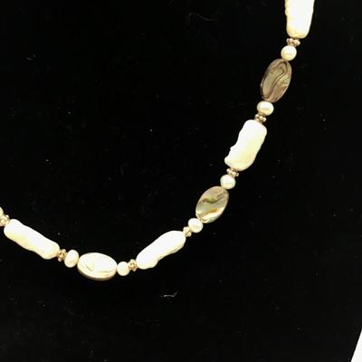 Sterling silver Mother of pearl and Abalone Necklace