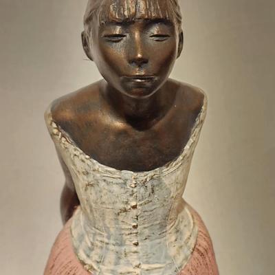 Bronzed plaster ballerina statue after the style of Degas