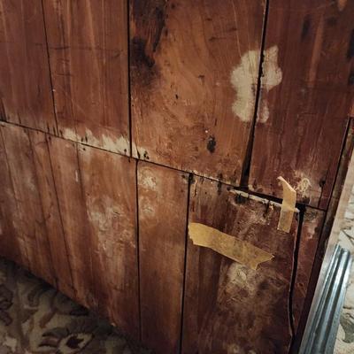 Vintage Reclaimed Wood Burl Veneer Secretary Desk