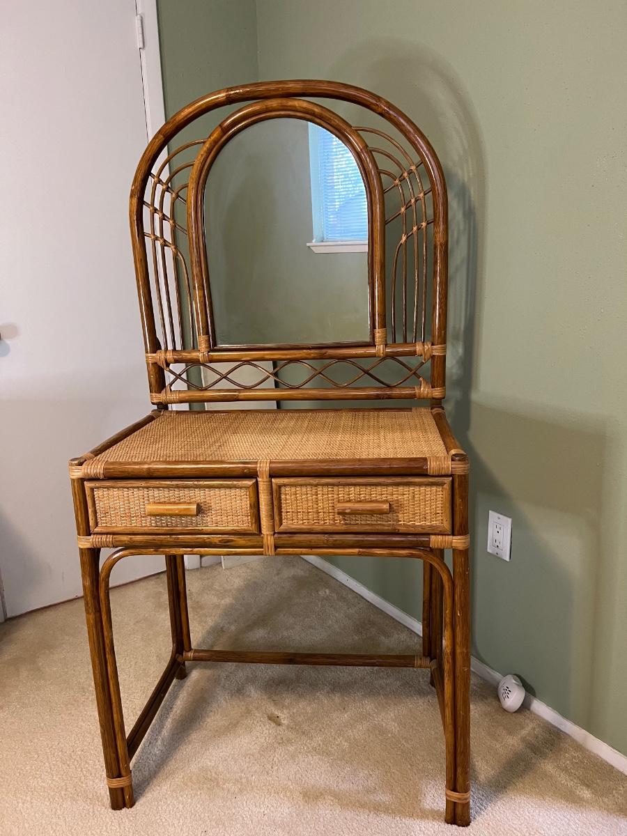 Wicker Vanity with Mirror