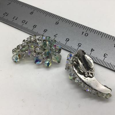 Large Vintage Crystal Rhinestone Earrings
