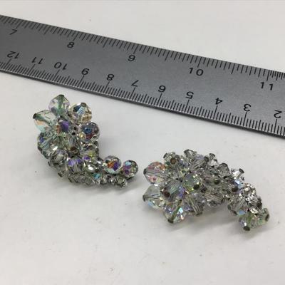 Large Vintage Crystal Rhinestone Earrings