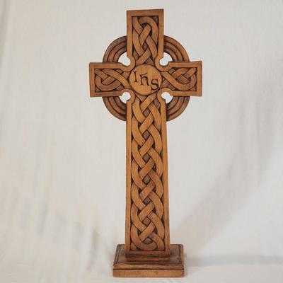 Standing Carved Wood Celtic Cross
