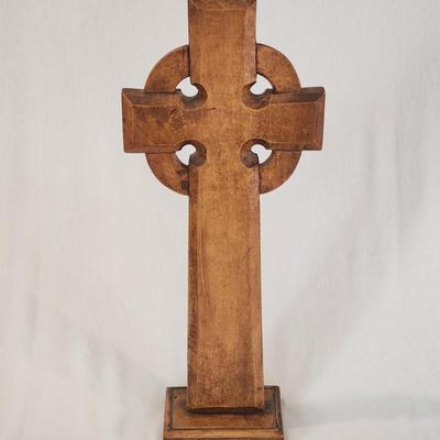 Standing Carved Wood Celtic Cross