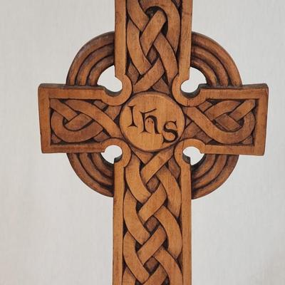Standing Carved Wood Celtic Cross