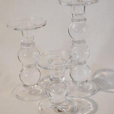 Set of 3 Glass Candle Holders