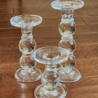 Set of 3 Glass Candle Holders