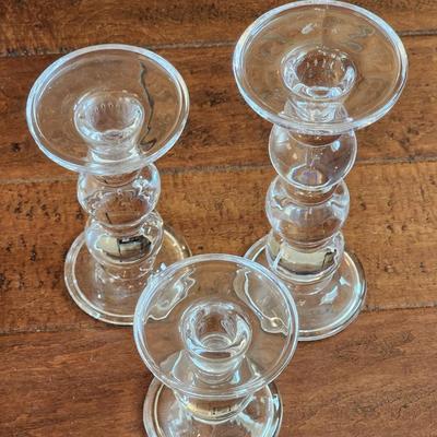 Set of 3 Glass Candle Holders