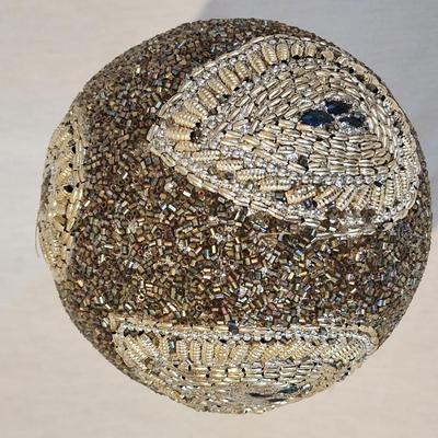 Set of 3 jeweled, beaded decorative balls 4" diameter