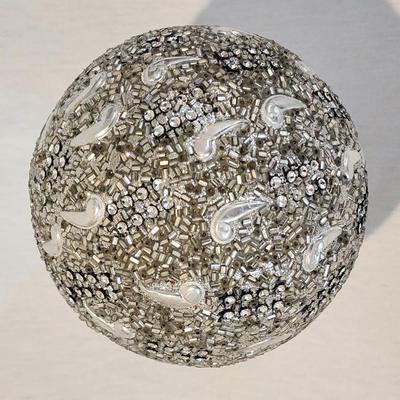Set of 3 jeweled, beaded decorative balls 4" diameter