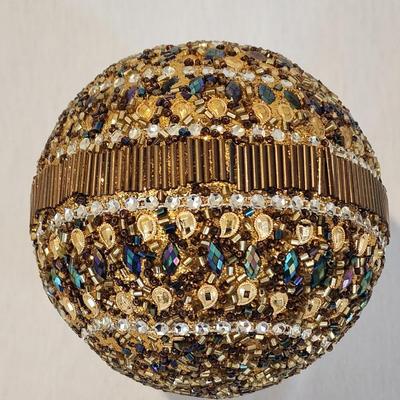 Set of 3 jeweled, beaded decorative balls 4" diameter