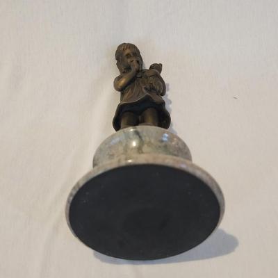 Bronze Girl With Cat Statue on marble base 9" tall