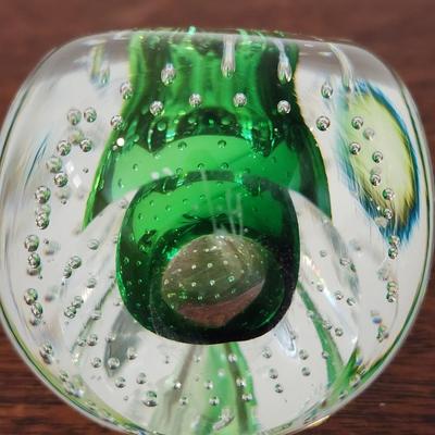 Lot of 3 Green Glass Paperweights