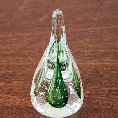 Lot of 3 Green Glass Paperweights