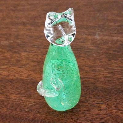 Lot of 3 Green Glass Paperweights