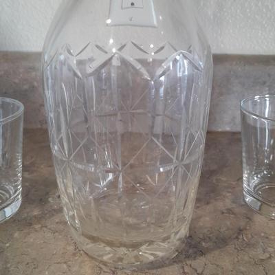 CRYSTAL DECANTER AND 12 TUMBLERS