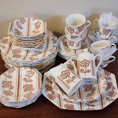 Vintage Royal Staffordshire Lotus Ironstone by J & G Meakin England dinner ware - 43 pieces