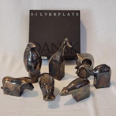 Lot of 7 Dansk Silverplate animal figurine paperweights