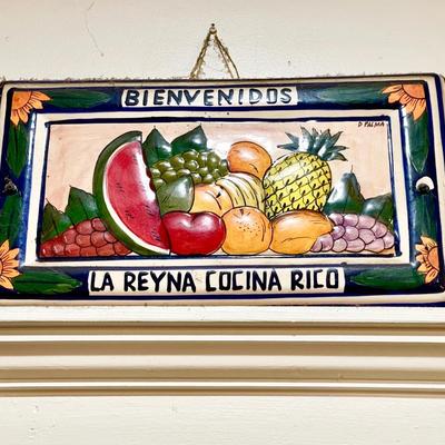 Lot 30 Ceramic Kitchen Sign Spanish Greetings Fruit Queen of the Kitchen