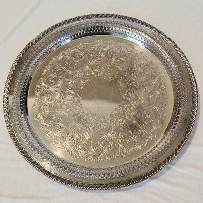 Lot of 3 Rogers Brothers Silverplate Round Serving Trays - 14 3/4, 12 1/4