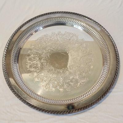 Lot of 3 Rogers Brothers Silverplate Round Serving Trays - 14 3/4, 12 1/4