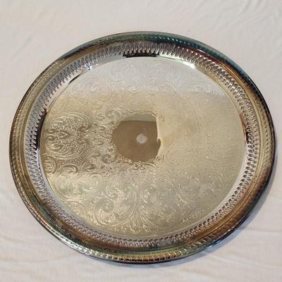 Lot of 3 Rogers Brothers Silverplate Round Serving Trays - 14 3/4, 12 1/4