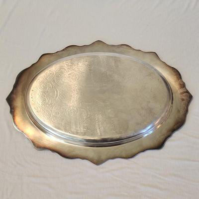 17" x 12" Heavy Oval Silverplate Serving Tray