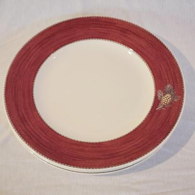 Set of 3 1997 Wedgwood "Sarah's Garden" Queen's Ware 10 3/4" Holiday Pinecone Plates