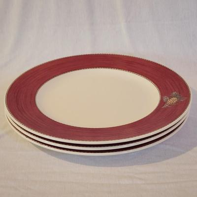 Set of 3 1997 Wedgwood "Sarah's Garden" Queen's Ware 10 3/4" Holiday Pinecone Plates