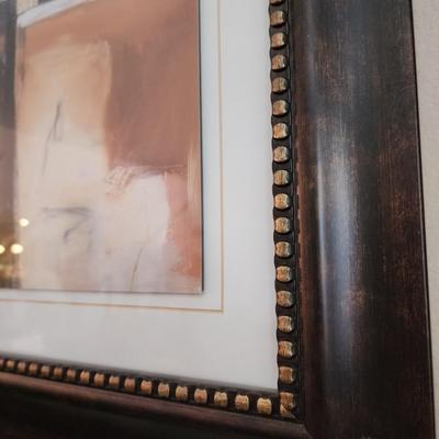 Framed Modern Abstract Art Print in Whites, Yellows, Reds & Black